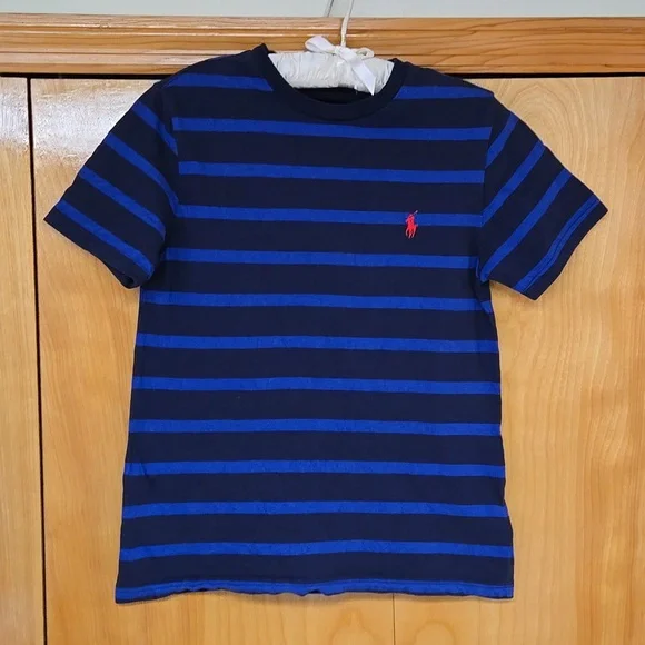 Polo Ralph Lauren striped navy royal blue short sleeve t-shirt boys Medium 10-12 - Picture 2 of 3